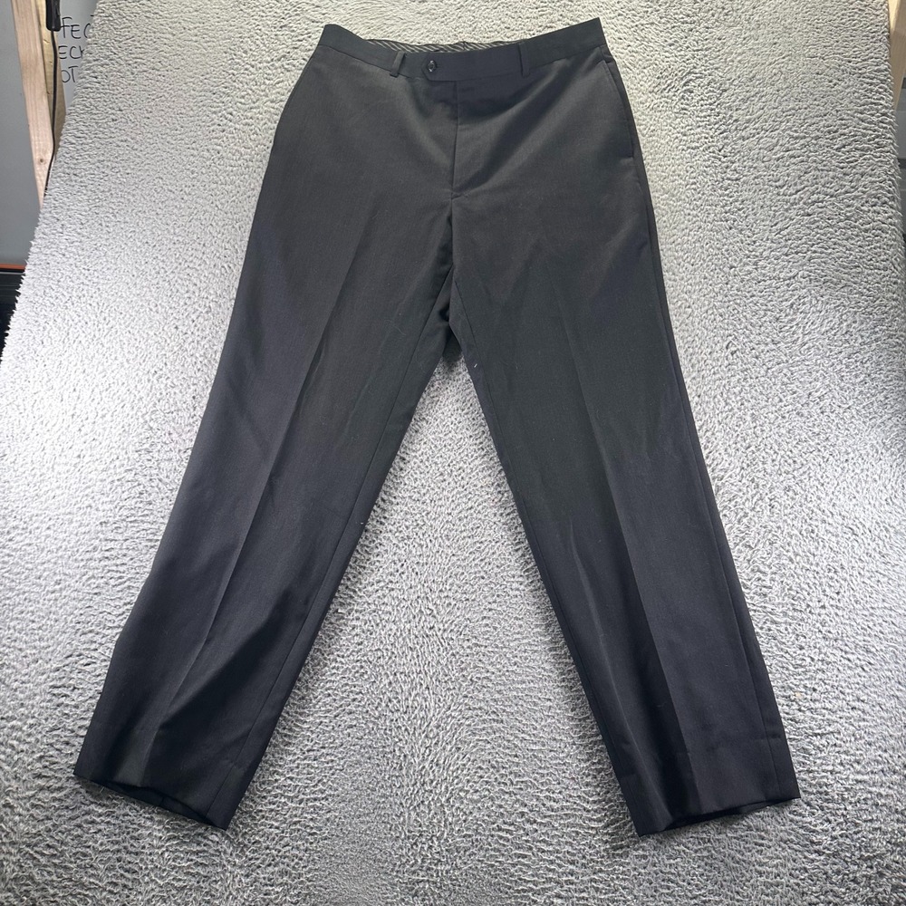 Pronto Uomo Pant Mens 36x33 Black Wool Dress Straight Business Office Career